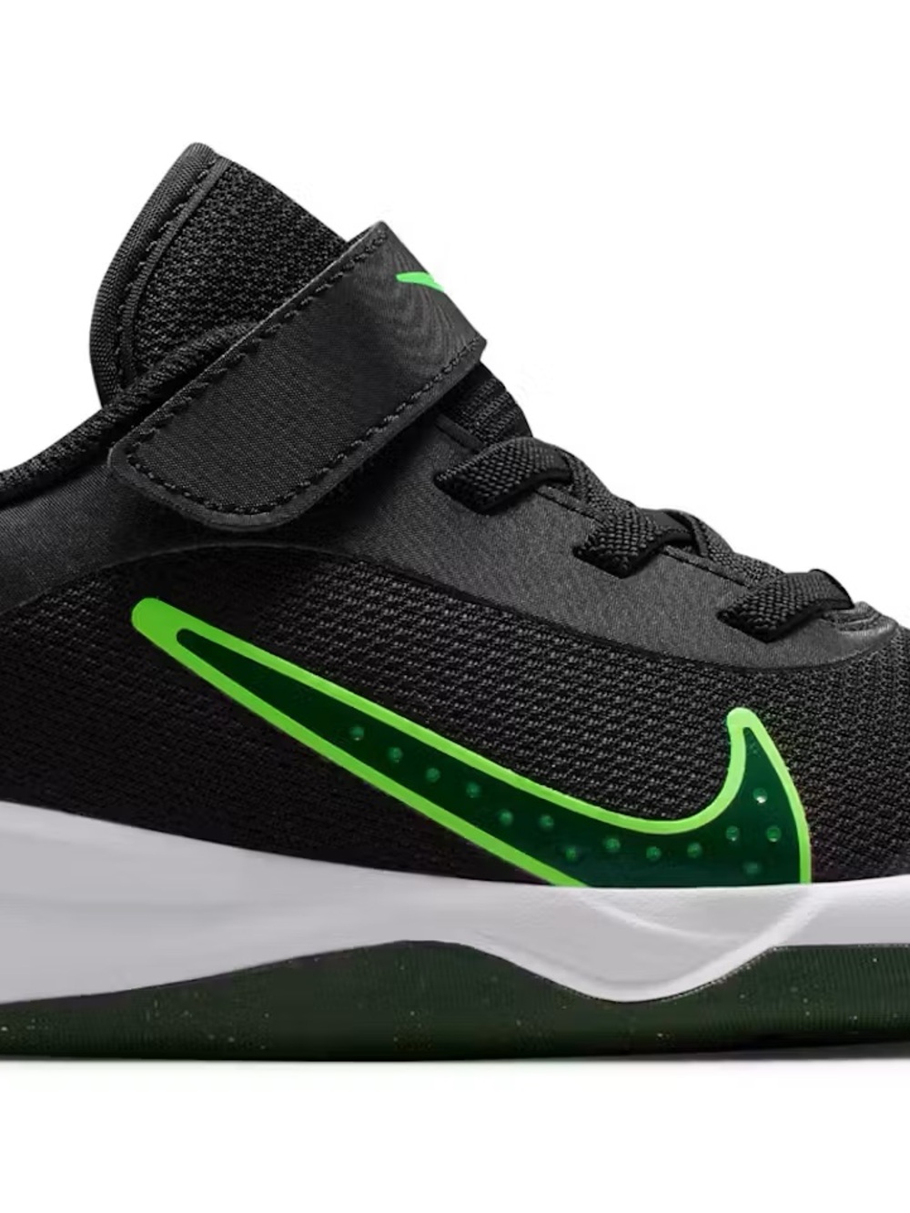 NWT Nike Kids Black Sneaker with Neon Green Swoosh size 1M